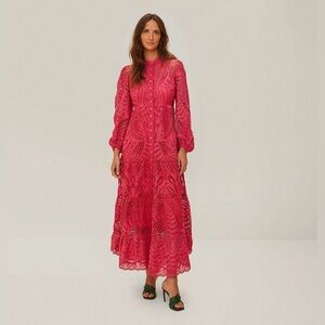 New Farm Rio Pink Guipire Eyelet Maxi Dress
